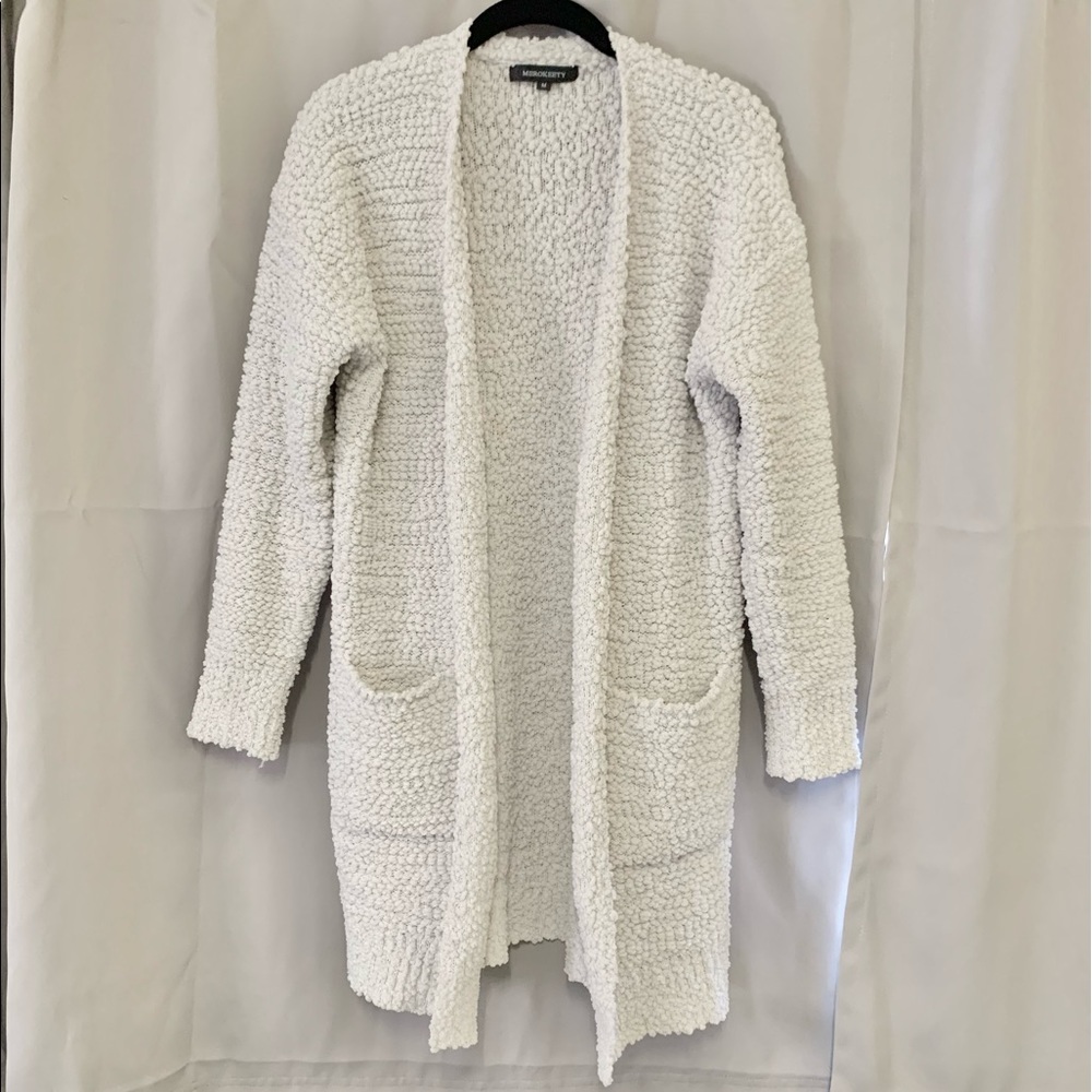 MEROKEETY Cardigan Long Sweater Duster Cream